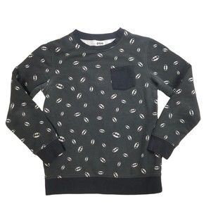 Batman Crewneck Sweatshirt Womens Jrs Sz L Graphic All Over Logo Black w Pocket